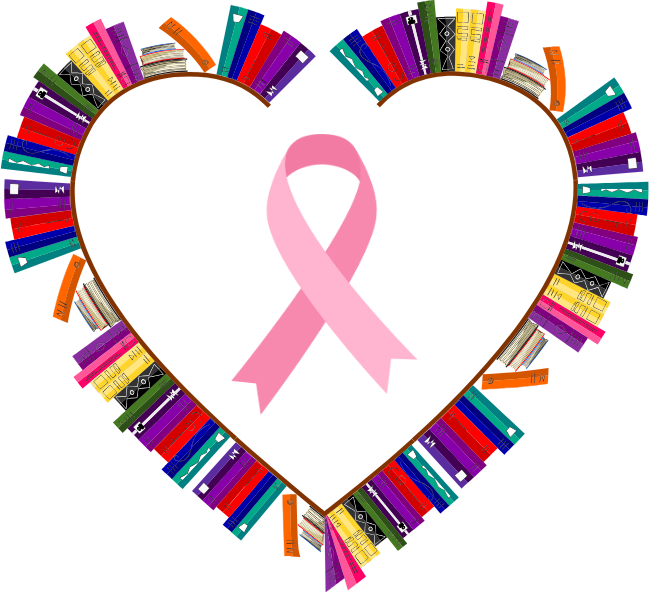 Breast Cancer ribbon and heart books